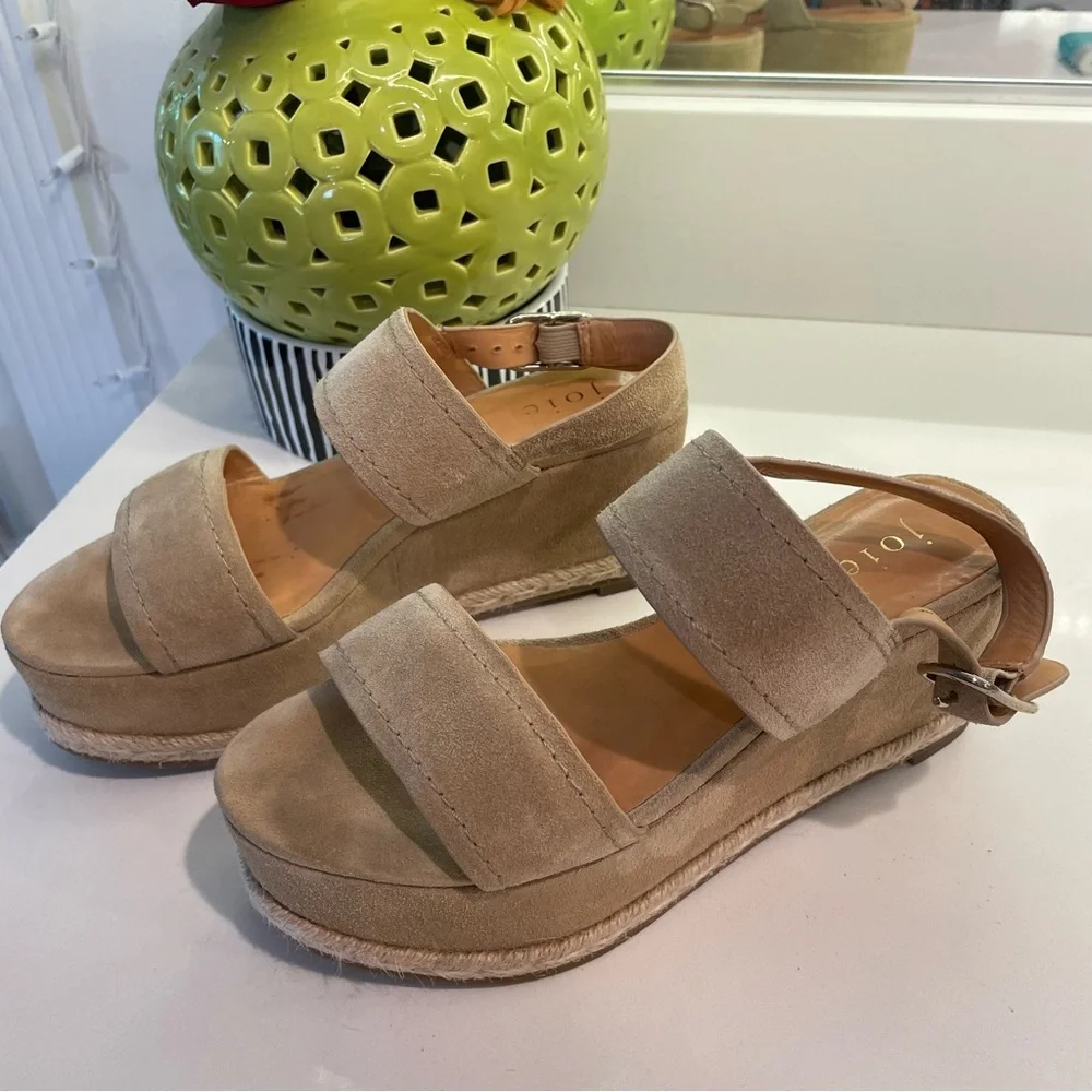 JOIE Light Tan Suede Platform Slingback Sandals! Great condition! 6 1/2